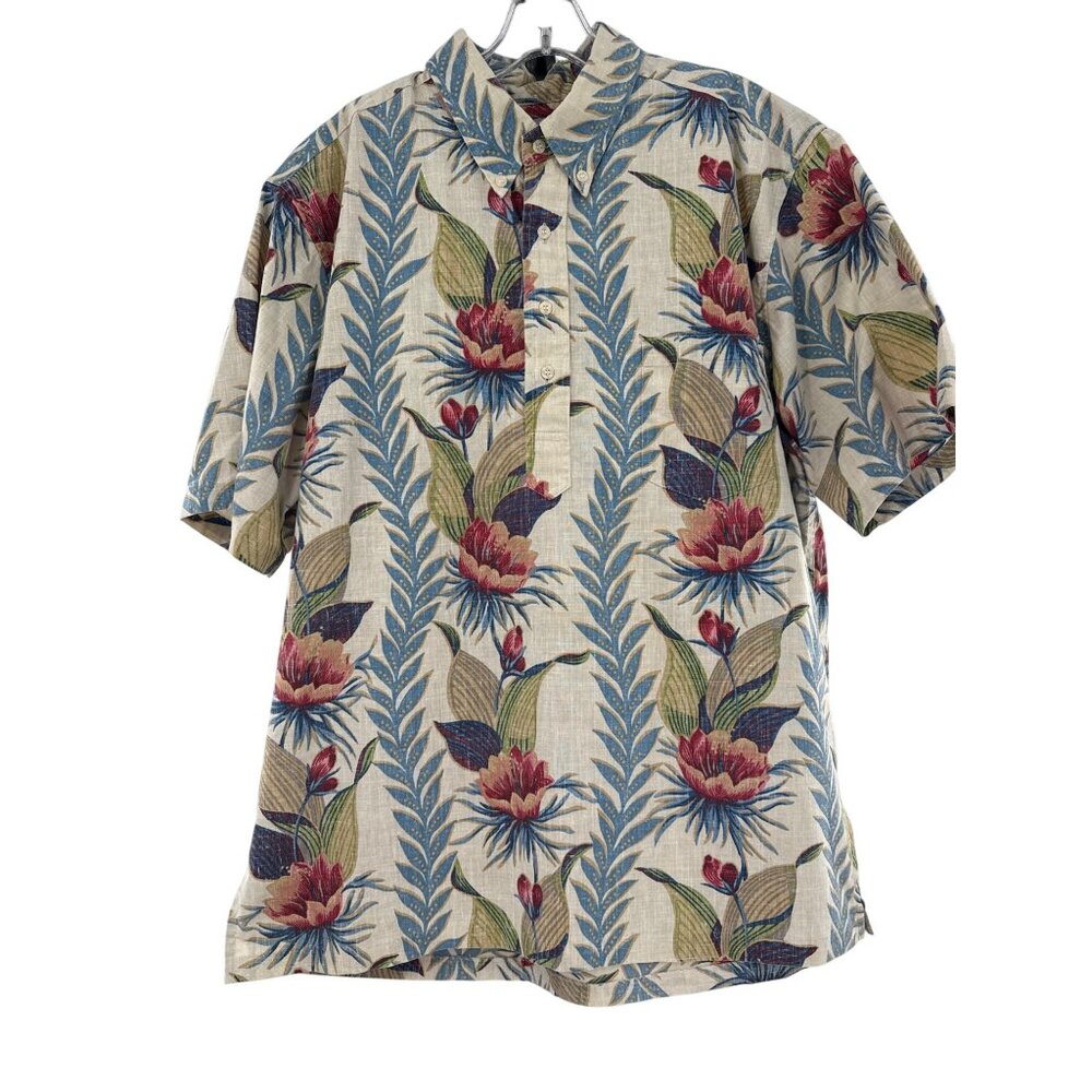 Reyn Spooner Hawaiian Shirt XL Floral Print Short Sleeve‎ Button-Up
